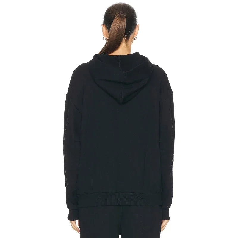 Hoodie Black Sweater Loose Casual Sports Top FWRD Niche New Long Hoodie Woman's Clothing
