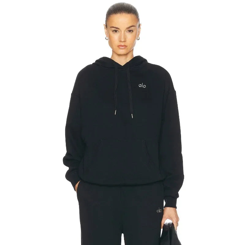 Hoodie Black Sweater Loose Casual Sports Top FWRD Niche New Long Hoodie Woman's Clothing