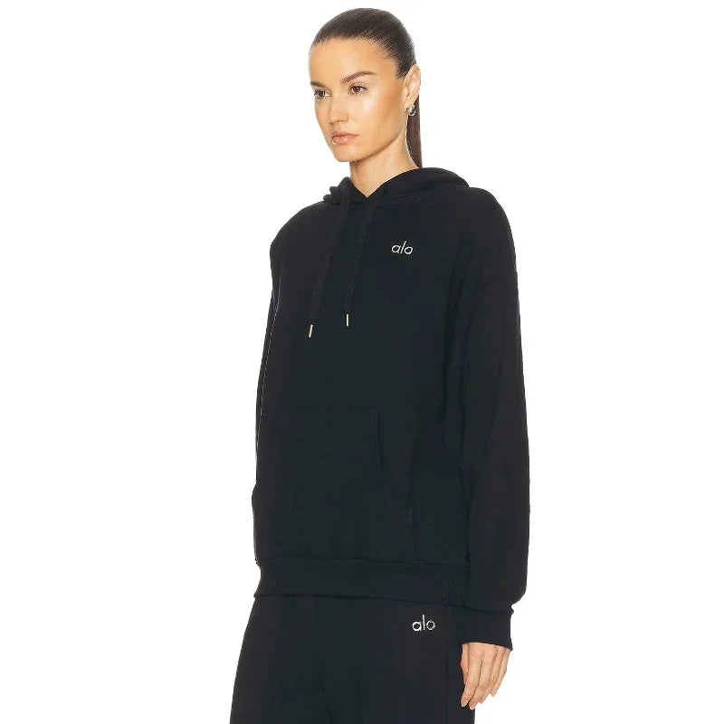Hoodie Black Sweater Loose Casual Sports Top FWRD Niche New Long Hoodie Woman's Clothing