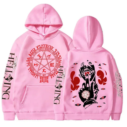 Anime Hellsing Hoodies Manga Print Hooded Men Women Clothes Harajuku Streetwear Hip Hop Unisex Sweatshirt Comfortable Pullover