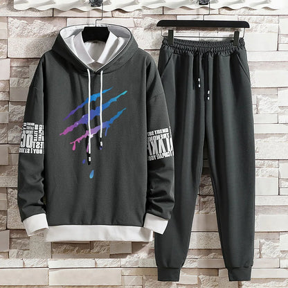 Hoodies Set Pants Pullover Casual Summer Autumn Suits Clothing for Men Hat Hood  Print Sweaterhoodie Men New Top Long Sleeves