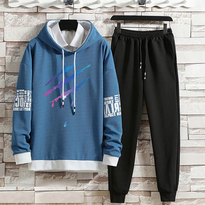 Hoodies Set Pants Pullover Casual Summer Autumn Suits Clothing for Men Hat Hood  Print Sweaterhoodie Men New Top Long Sleeves