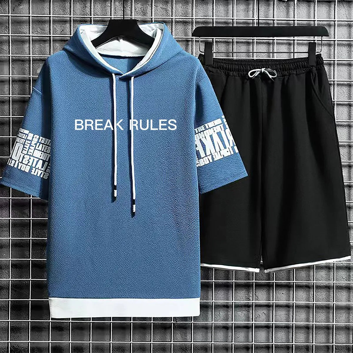 Hoodies Set Shorts Pullover Hat Casual T Shirt T-shirt Hood Summer Suits Clothing for Men Print Hoodie Men New Top Short Sleeve