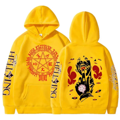 Anime Hellsing Hoodies Manga Print Hooded Men Women Clothes Harajuku Streetwear Hip Hop Unisex Sweatshirt Comfortable Pullover
