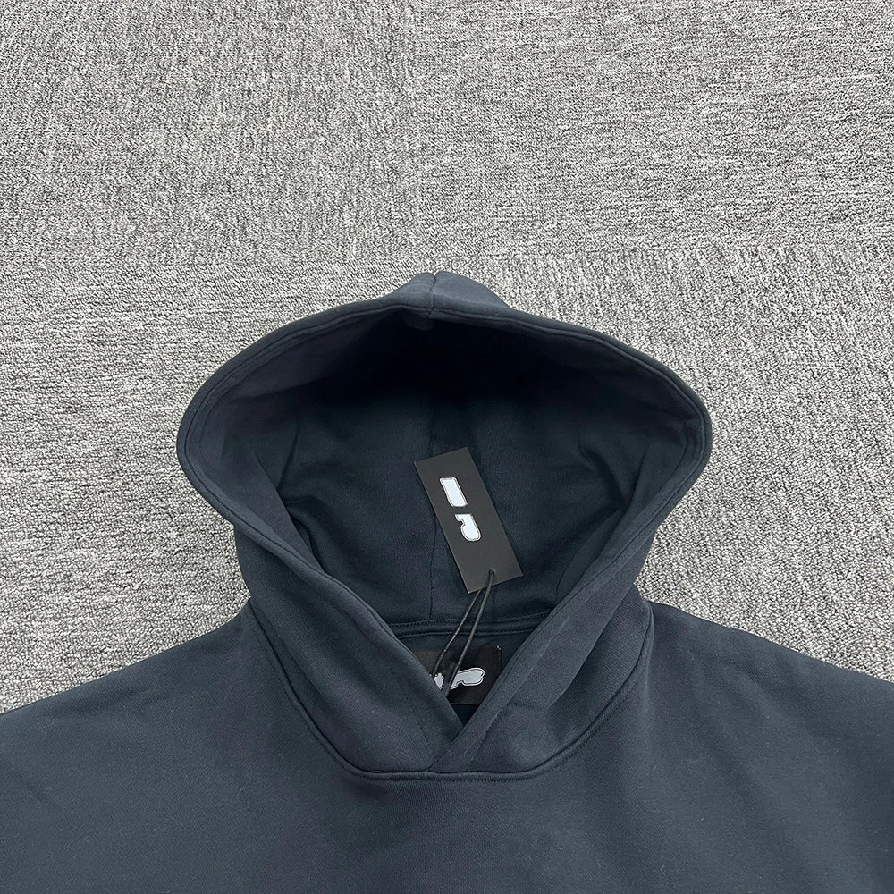 Black Cotton Embroidered Hoodie - Hip-Hop Street Jogging Pullover, Euro Trendy Casual Athleisure for Spring/Fall