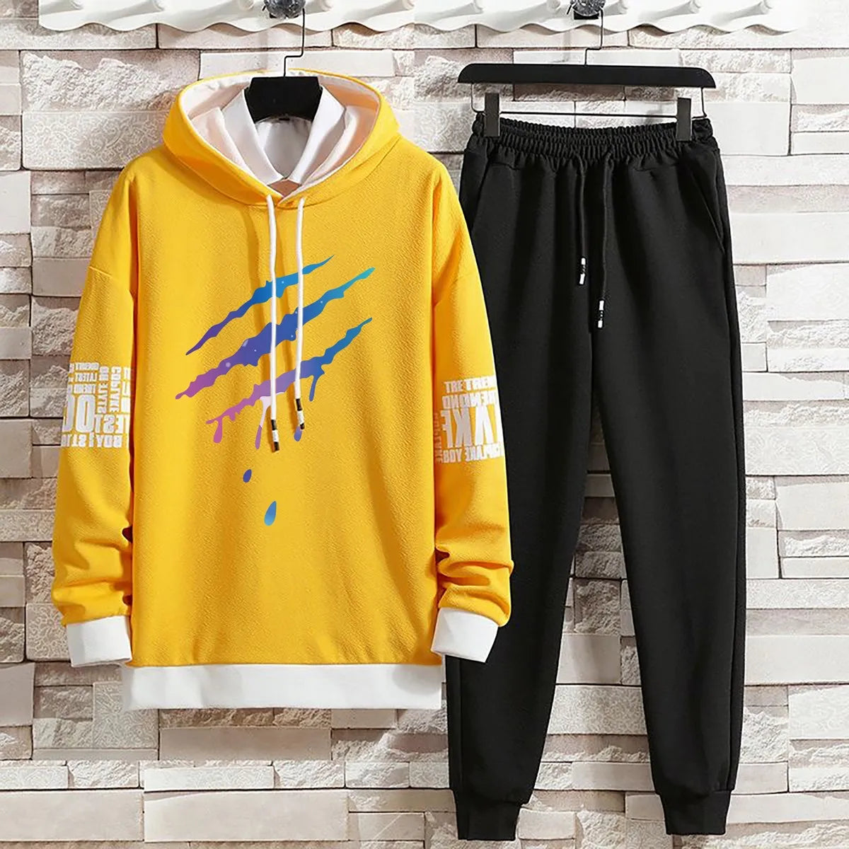 Hoodies Set Pants Pullover Casual Summer Autumn Suits Clothing for Men Hat Hood  Print Sweaterhoodie Men New Top Long Sleeves