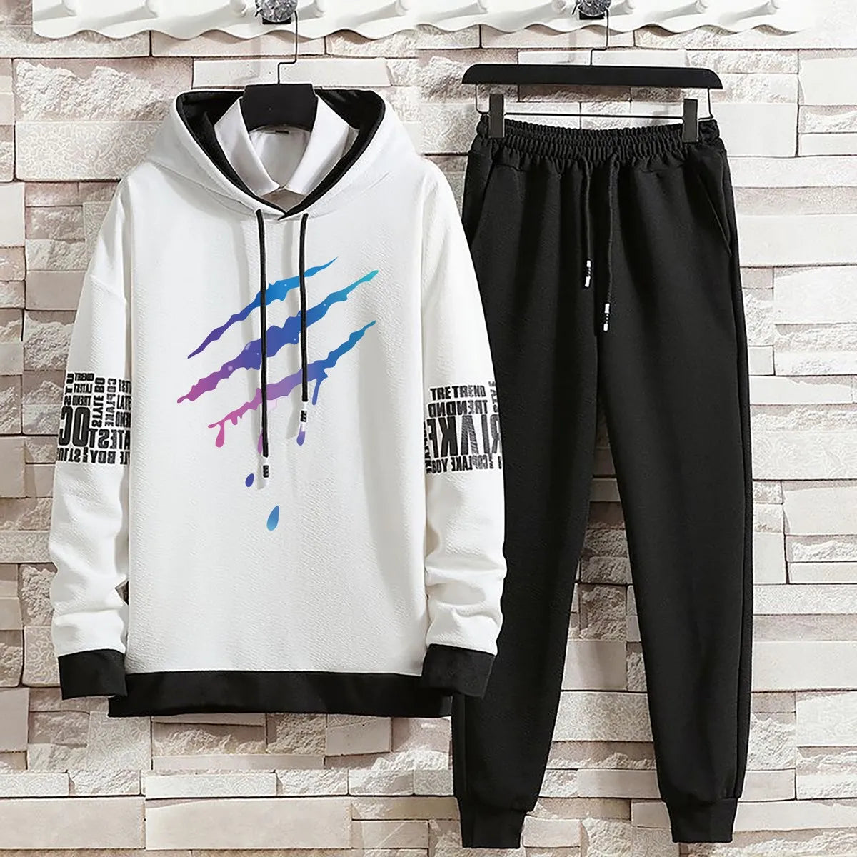 Hoodies Set Pants Pullover Casual Summer Autumn Suits Clothing for Men Hat Hood  Print Sweaterhoodie Men New Top Long Sleeves