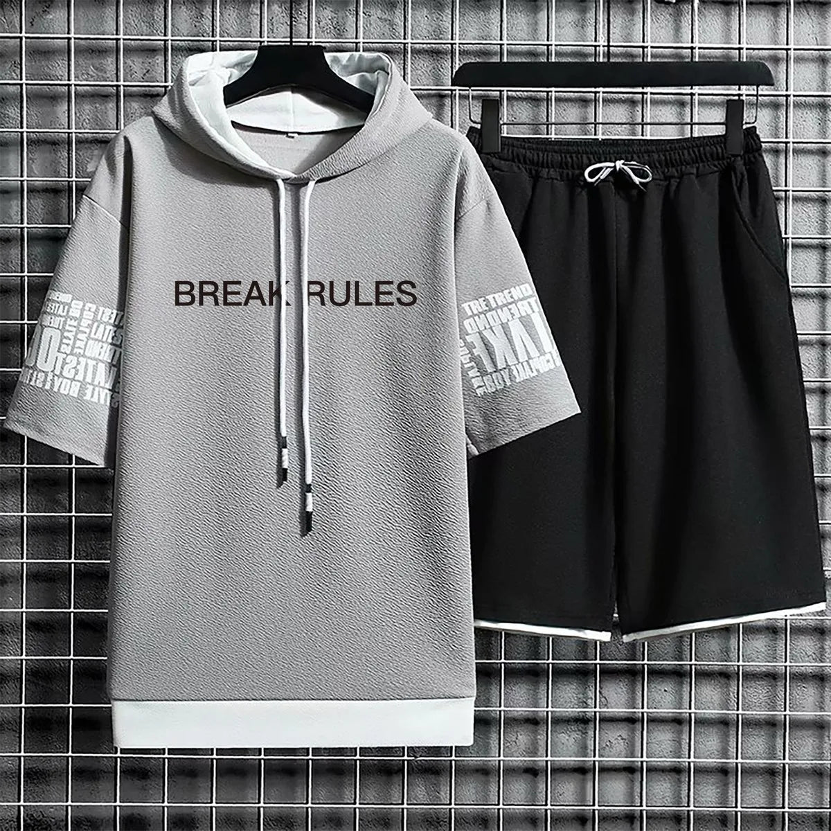 Hoodies Set Shorts Pullover Hat Casual T Shirt T-shirt Hood Summer Suits Clothing for Men Print Hoodie Men New Top Short Sleeve