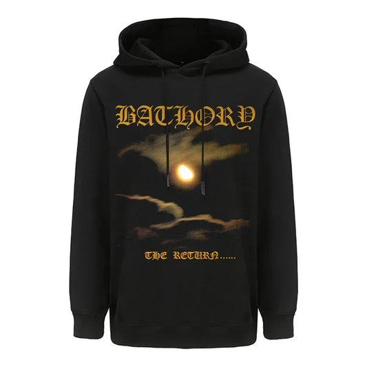 Mens Black Heavy Metal Band Bathory Hoody  Y2k Vintage Hip Hop Streetwear Hoodie Oversized Zip-up Casual men women Hoody Coats