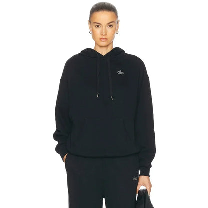 Hoodie Black Sweater Loose Casual Sports Top FWRD Niche New Long Hoodie Woman's Clothing