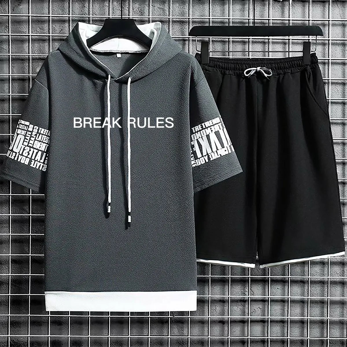 Hoodies Set Shorts Pullover Hat Casual T Shirt T-shirt Hood Summer Suits Clothing for Men Print Hoodie Men New Top Short Sleeve