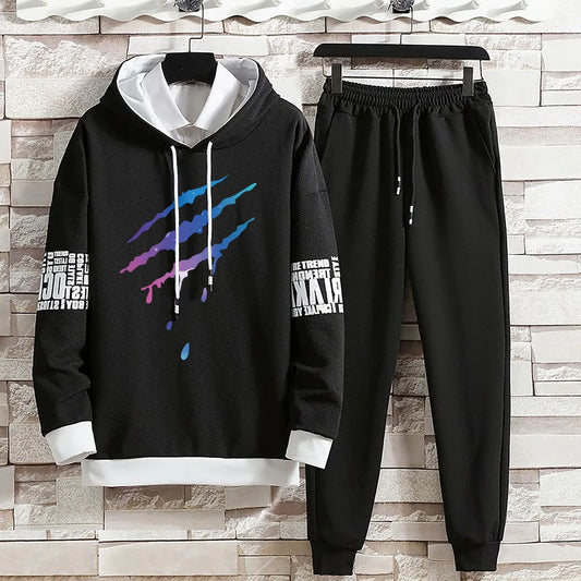 Hoodies Set Pants Pullover Casual Summer Autumn Suits Clothing for Men Hat Hood  Print Sweaterhoodie Men New Top Long Sleeves