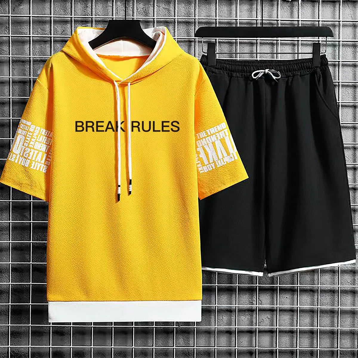 Hoodies Set Shorts Pullover Hat Casual T Shirt T-shirt Hood Summer Suits Clothing for Men Print Hoodie Men New Top Short Sleeve